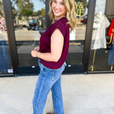 Casual Chic Tee - Merlot-210 Casual Blouses-ENTRO-July & June Women's Fashion Boutique Located in San Antonio, Texas