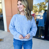 Heather Blue Floral Sweater-230 Sweaters/Cardis-ALLIE ROSE-July & June Women's Fashion Boutique Located in San Antonio, Texas