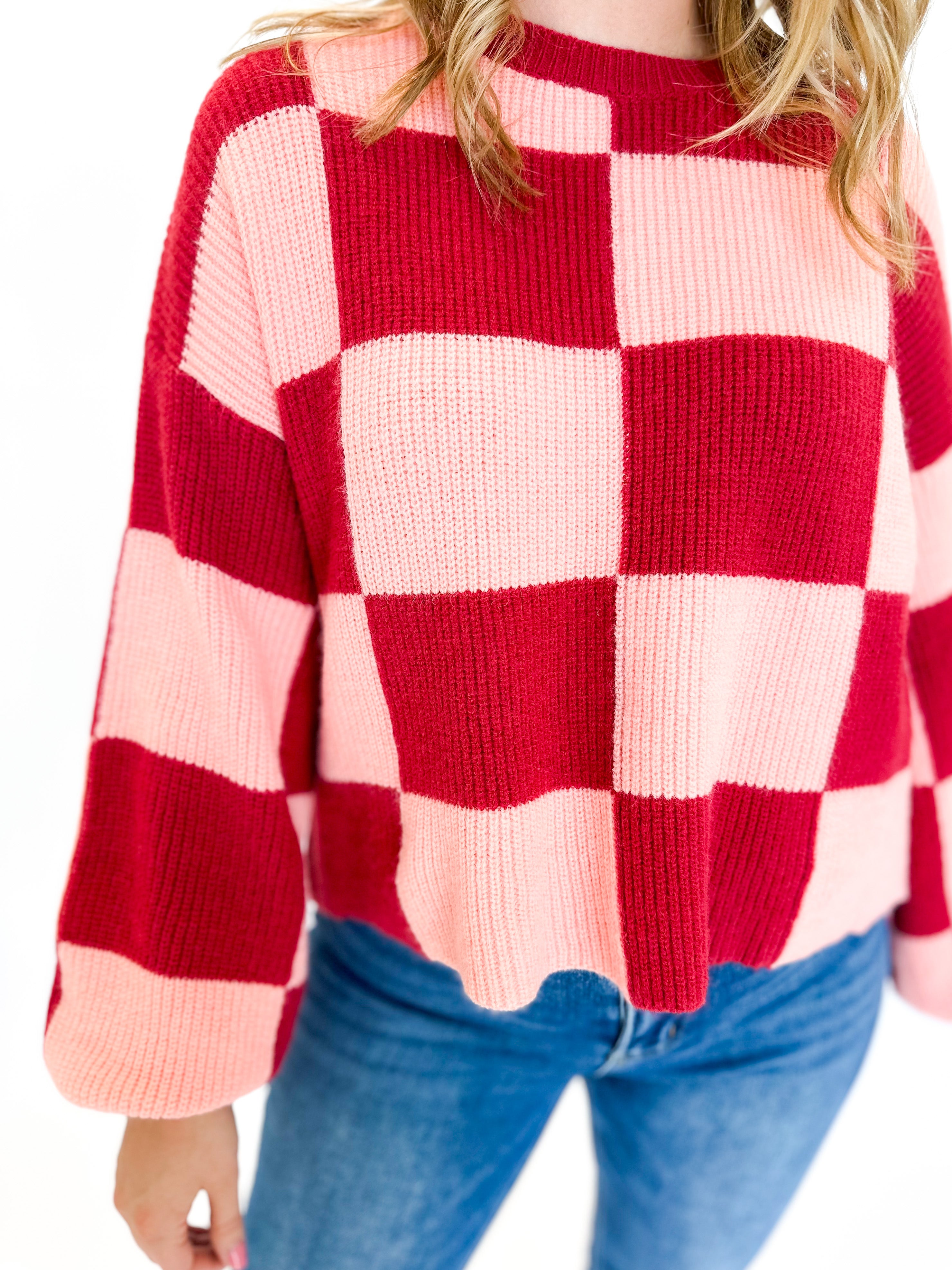 Funky Fun Checkered Sweater-230 Sweaters/Cardis-&MERCI-July & June Women's Fashion Boutique Located in San Antonio, Texas