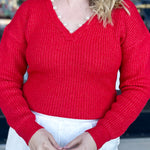 THML - Cherry Pearl Sweater Top-230 Sweaters/Cardis-THML-July & June Women's Fashion Boutique Located in San Antonio, Texas