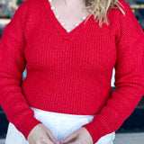 THML - Cherry Pearl Sweater Top-230 Sweaters/Cardis-THML-July & June Women's Fashion Boutique Located in San Antonio, Texas