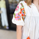 THML - Classic Ivory Embroidered Blouse-200 Fashion Blouses-THML-July & June Women's Fashion Boutique Located in San Antonio, Texas