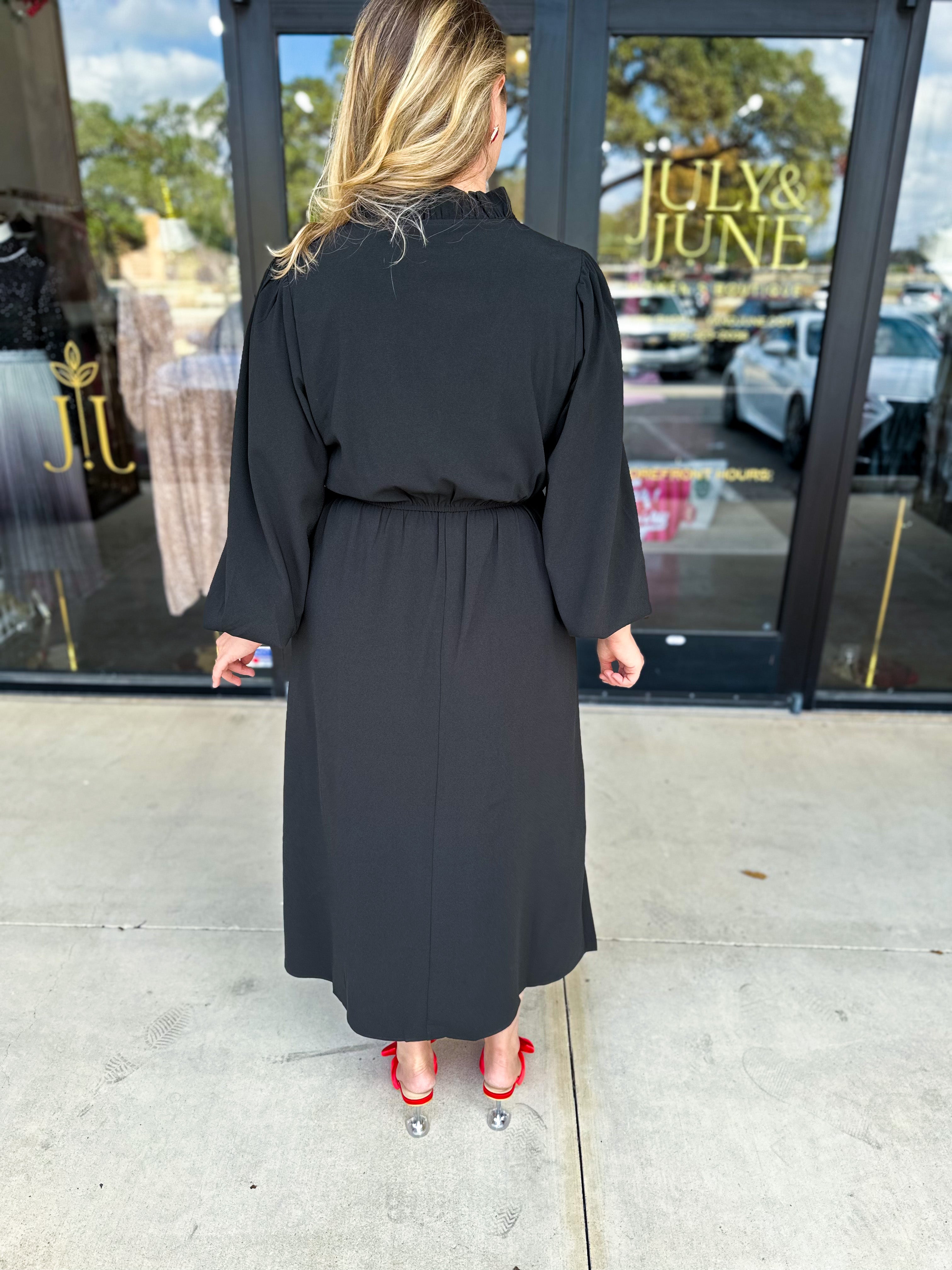Classic Midi Dress - Black-500 Midi-JODIFL-July & June Women's Fashion Boutique Located in San Antonio, Texas