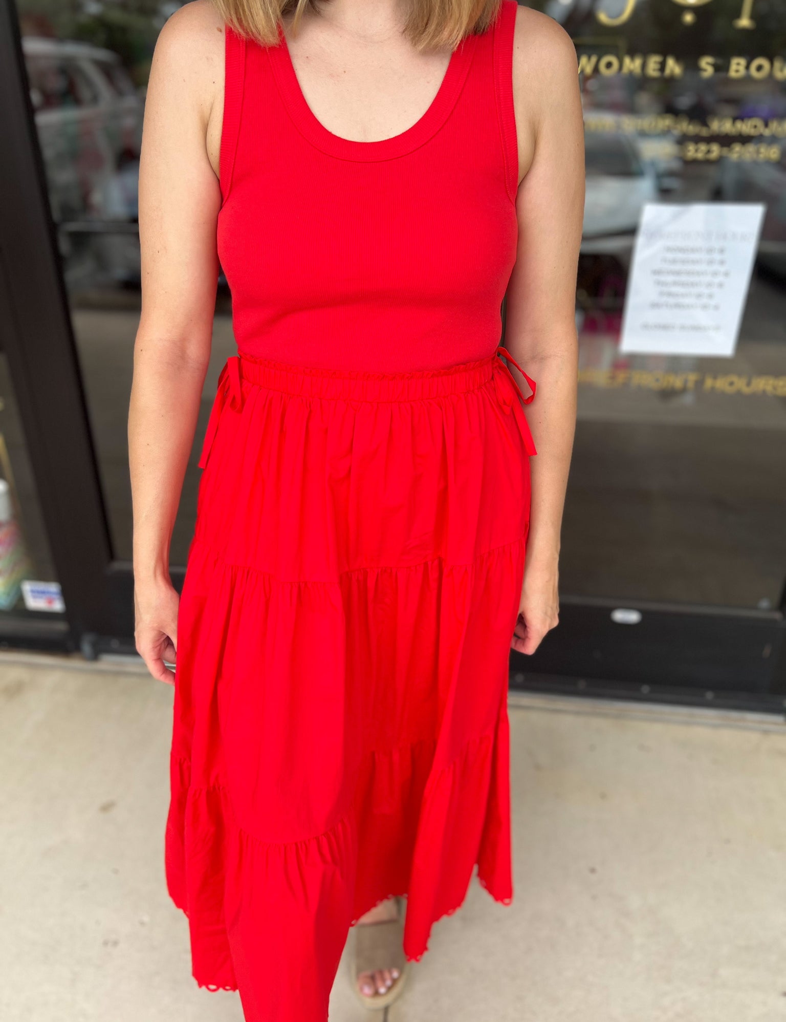 The Summertime Savvy Midi Dress - Red-500 Midi-SKIES ARE BLUE-July & June Women's Fashion Boutique Located in San Antonio, Texas