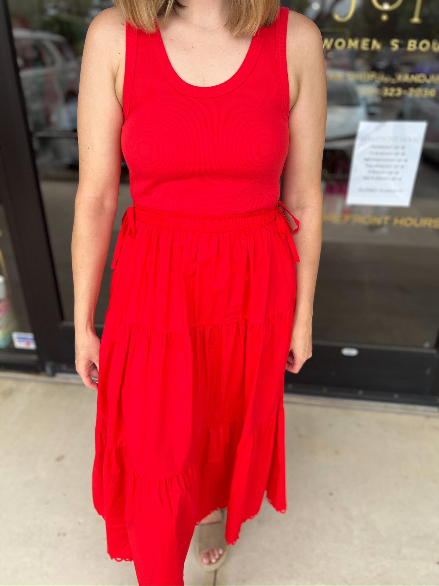 The Summertime Savvy Midi Dress - Red-500 Midi-SKIES ARE BLUE-July & June Women's Fashion Boutique Located in San Antonio, Texas