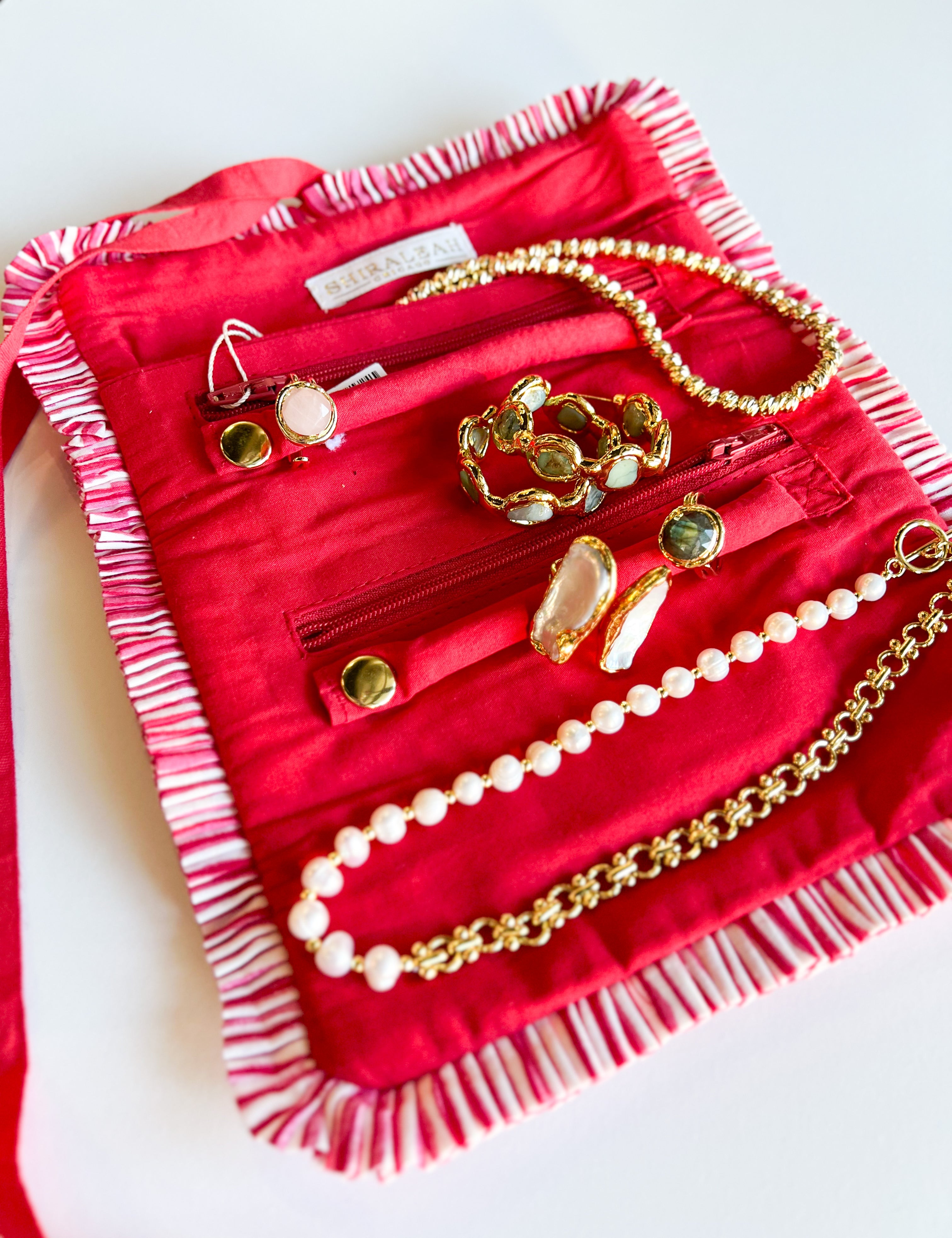 Elle Jewelry Roll - Red-140 Gifts + Home-SHIRALEAH-July & June Women's Fashion Boutique Located in San Antonio, Texas