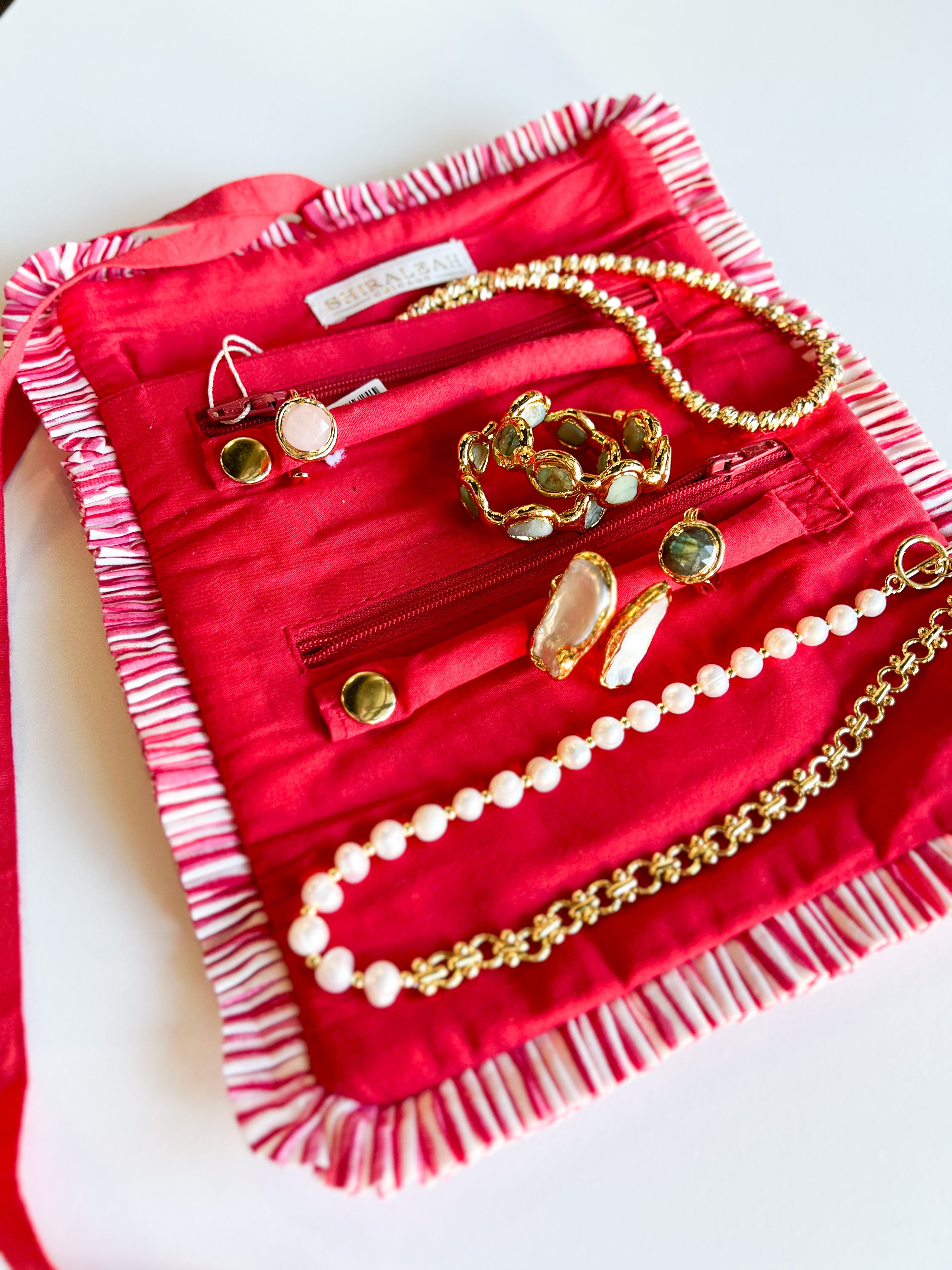 Elle Jewelry Roll - Red-140 Gifts + Home-SHIRALEAH-July & June Women's Fashion Boutique Located in San Antonio, Texas