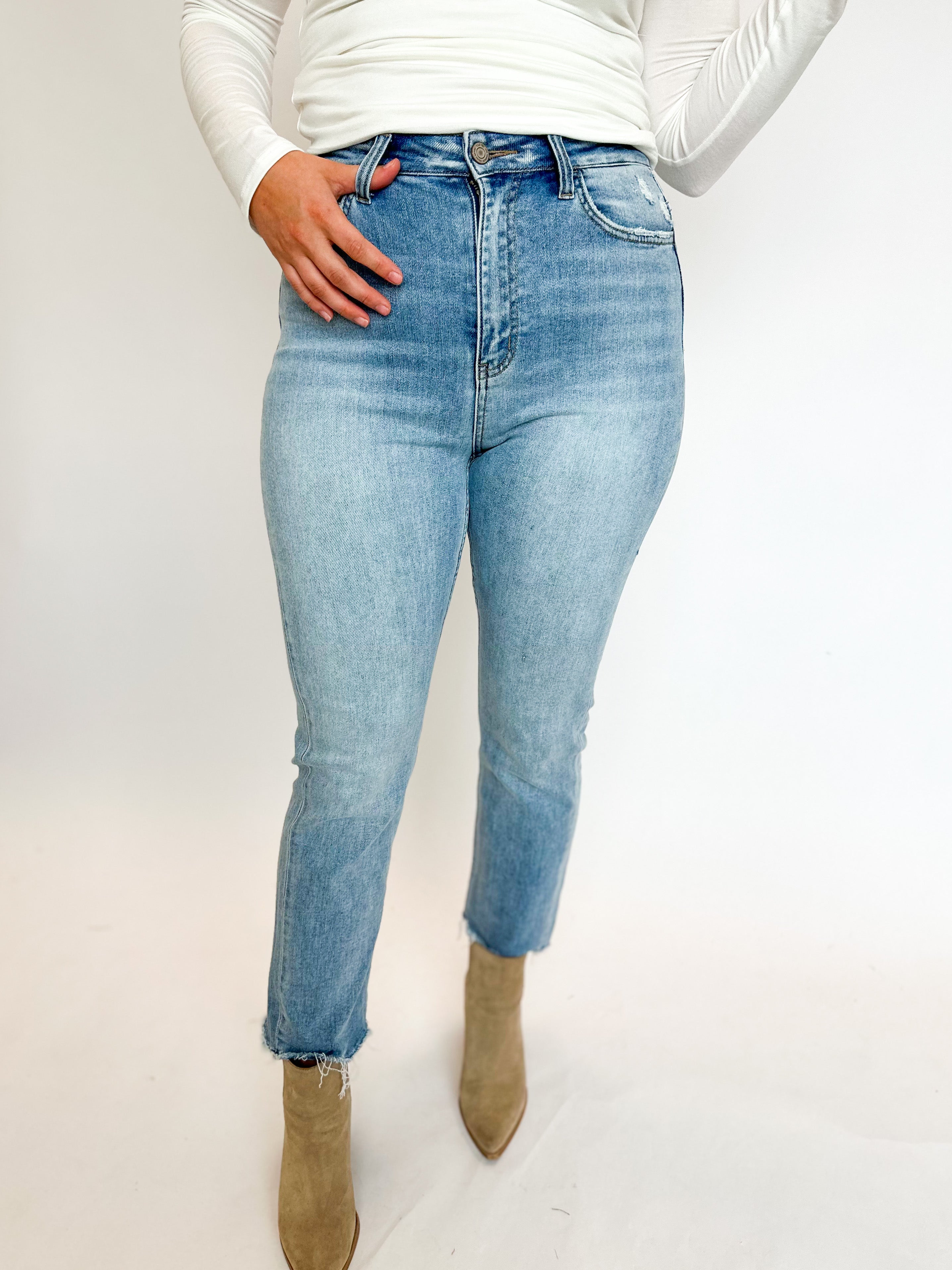 Vervet Super High Rise Crop Straight Leg Jeans-400 Pants-VEVERT BY FLYING MONKEY-July & June Women's Fashion Boutique Located in San Antonio, Texas