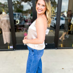 Champagne Satin Cami-200 Fashion Blouses-SKIES ARE BLUE-July & June Women's Fashion Boutique Located in San Antonio, Texas