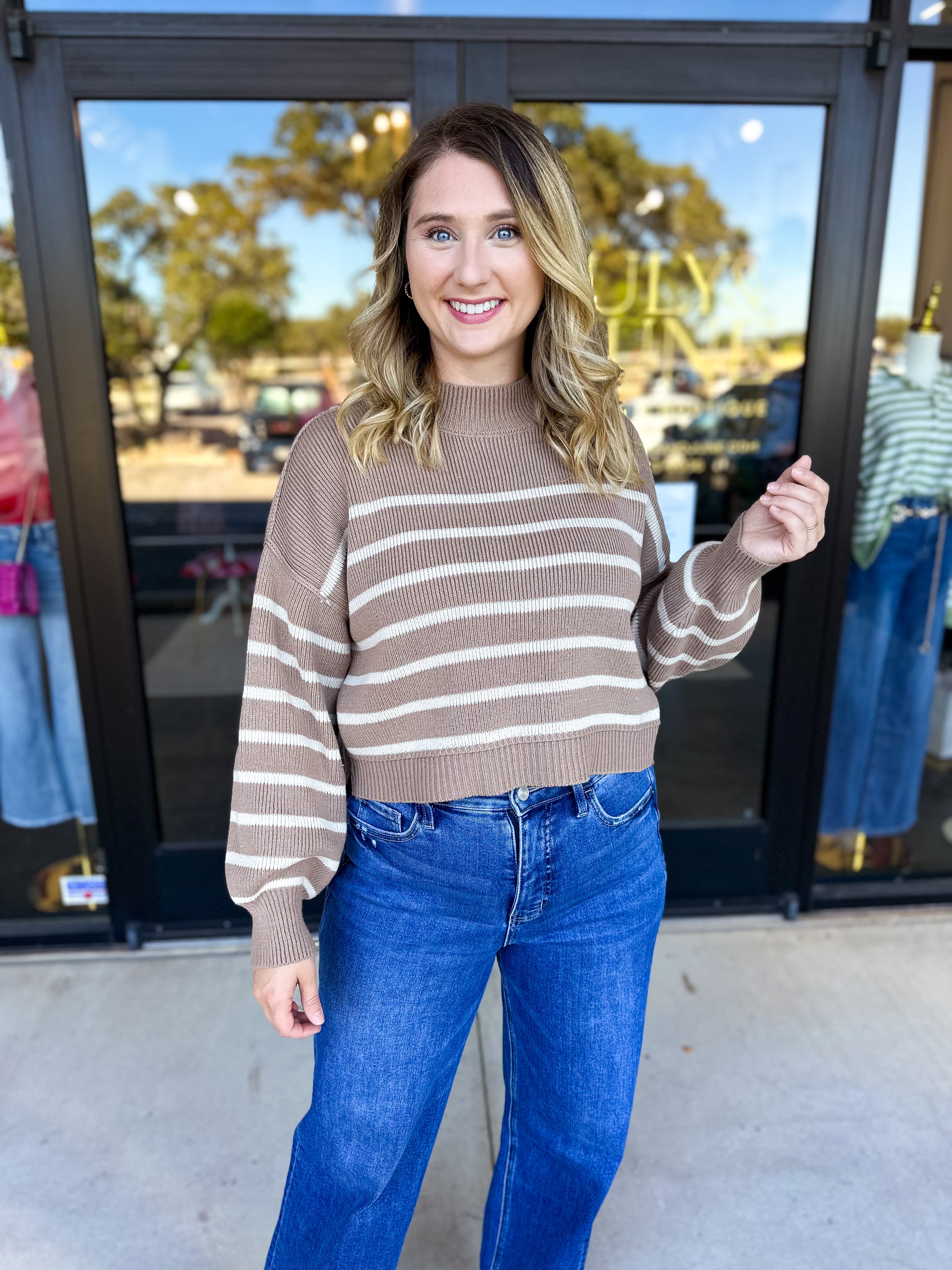 Pink Friday Doorbuster - Mock Neck Sweater Top - Coco - IN STORE-PINK FRIDAY DOORBUSTERS-BLU PEPPER-July & June Women's Fashion Boutique Located in San Antonio, Texas