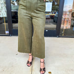 Olive Suede Scalloped Pants-400 Pants-JODIFL-July & June Women's Fashion Boutique Located in San Antonio, Texas