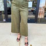Olive Suede Scalloped Pants-400 Pants-JODIFL-July & June Women's Fashion Boutique Located in San Antonio, Texas