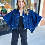 Short Sleeve Denim Jacket-600 Outerwear-TCEC-July & June Women's Fashion Boutique Located in San Antonio, Texas