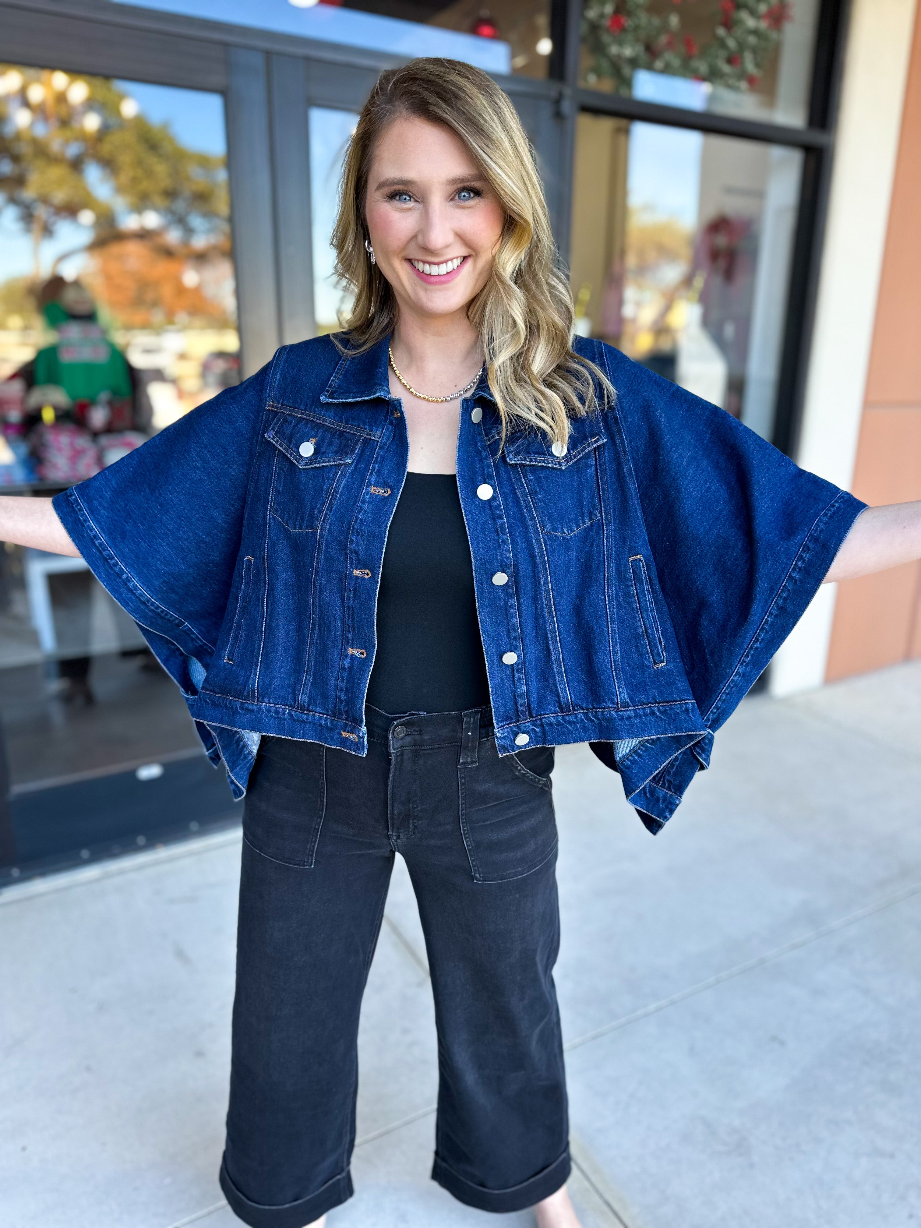 Short Sleeve Denim Jacket-600 Outerwear-TCEC-July & June Women's Fashion Boutique Located in San Antonio, Texas