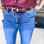 Skinny Croco Belt - Burgundy-130 ACCESSORIES-Most Wanted USA-July & June Women's Fashion Boutique Located in San Antonio, Texas