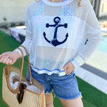 Anchor Mesh Sweater Top-230 Sweaters/Cardis-SHIRALEAH-July & June Women's Fashion Boutique Located in San Antonio, Texas