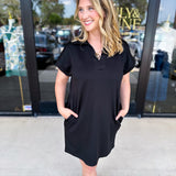 The Comfy Travel Midi Dress - Black-510 Mini-ENTRO-July & June Women's Fashion Boutique Located in San Antonio, Texas