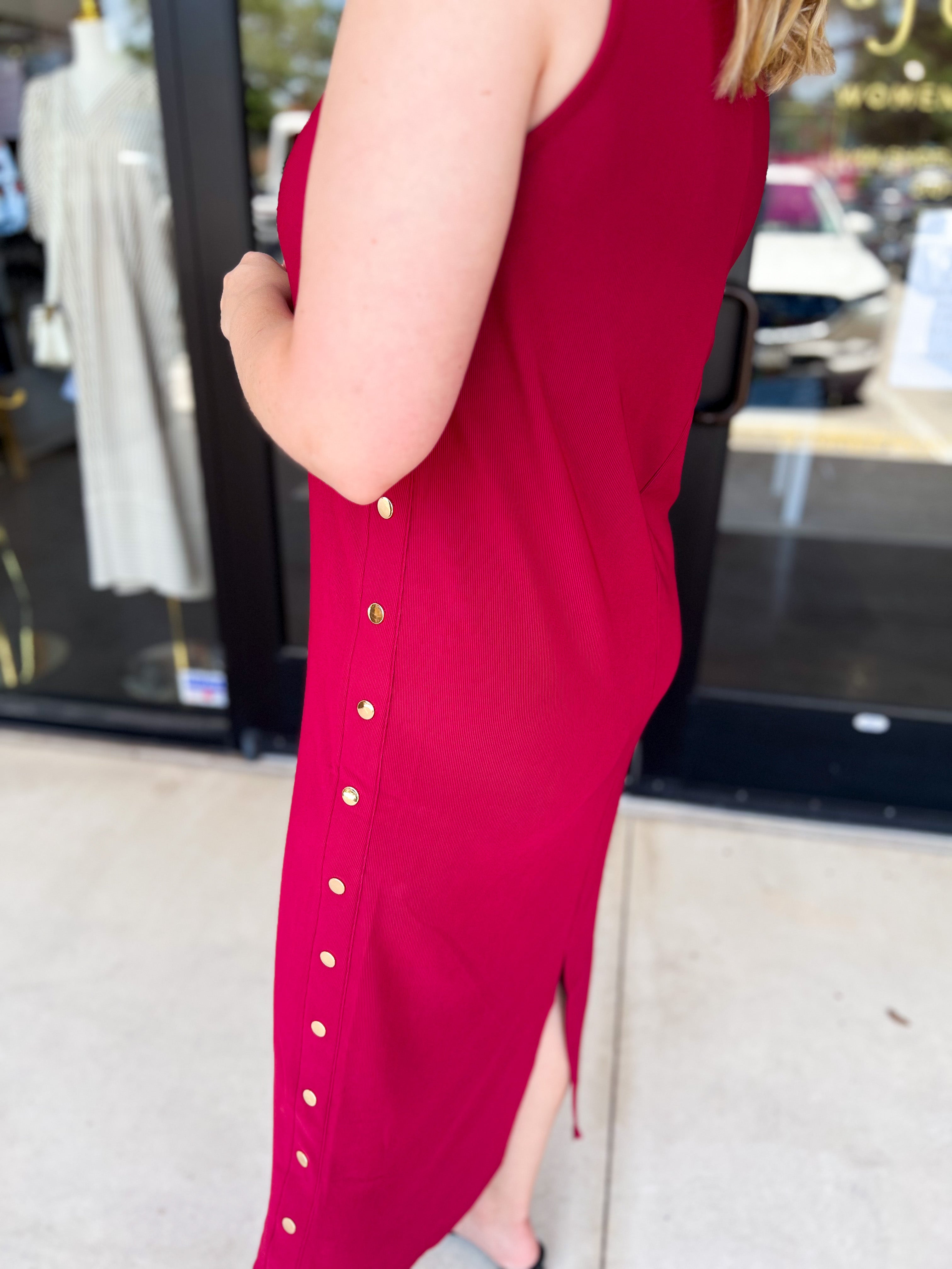 Casual Chic Midi Dress - Cherry-500 Midi-ENTRO-July & June Women's Fashion Boutique Located in San Antonio, Texas