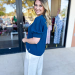 Everyday Ruffle V-Neck Blouse - Teal-200 Fashion Blouses-JODIFL-July & June Women's Fashion Boutique Located in San Antonio, Texas