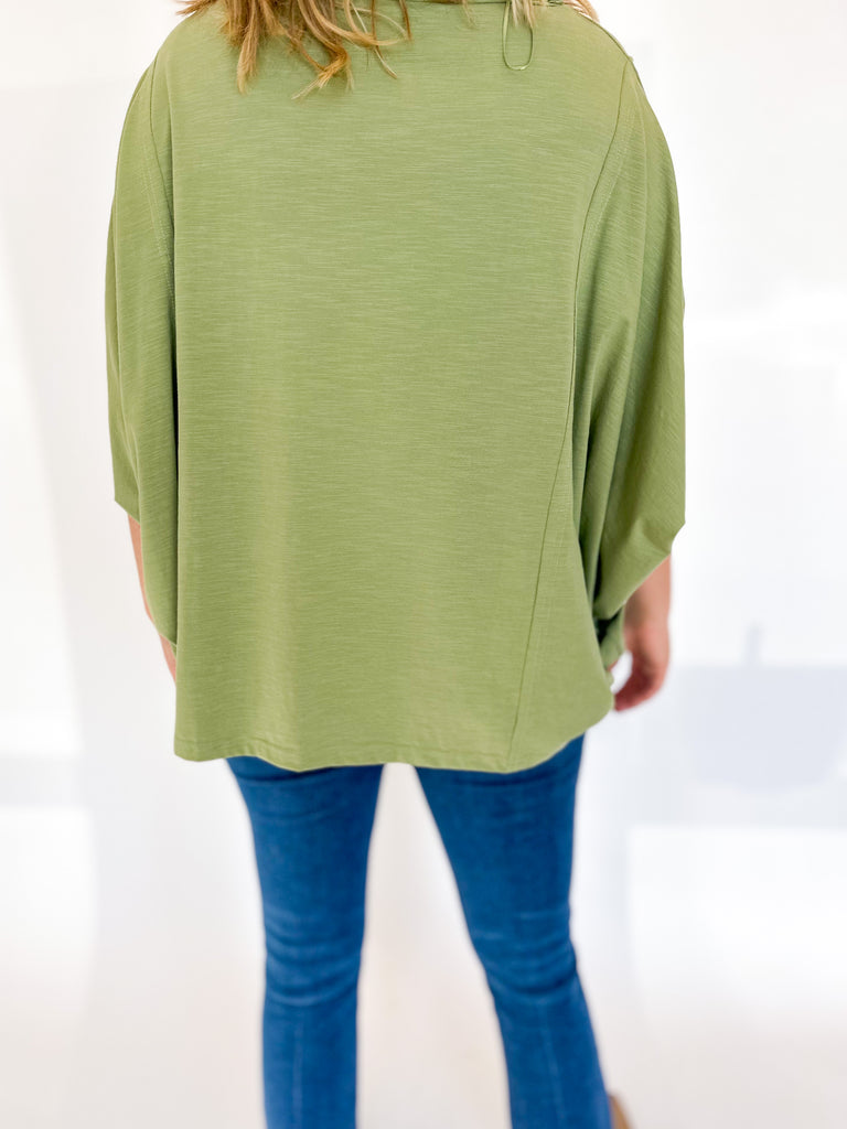 Casual Cool Oversized Tee - Olive-210 Casual Blouses-HEYSON-July & June Women's Fashion Boutique Located in San Antonio, Texas