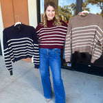 Pink Friday Doorbuster - Mock Neck Sweater Top - Burgundy - IN STORE-PINK FRIDAY DOORBUSTERS-BLU PEPPER-July & June Women's Fashion Boutique Located in San Antonio, Texas