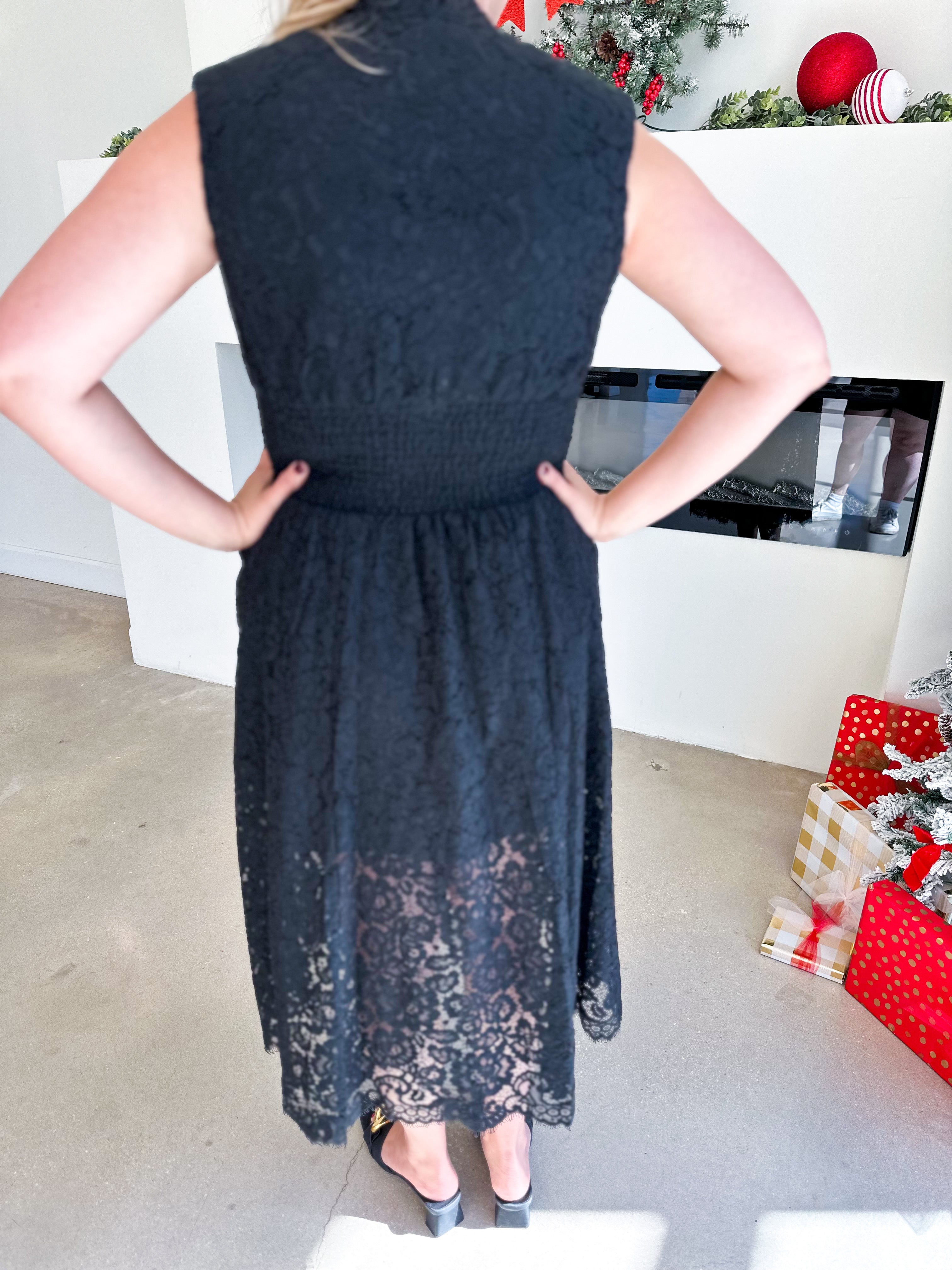 Elegant Lace Midi Dress - Black-500 Midi-FATE-July & June Women's Fashion Boutique Located in San Antonio, Texas