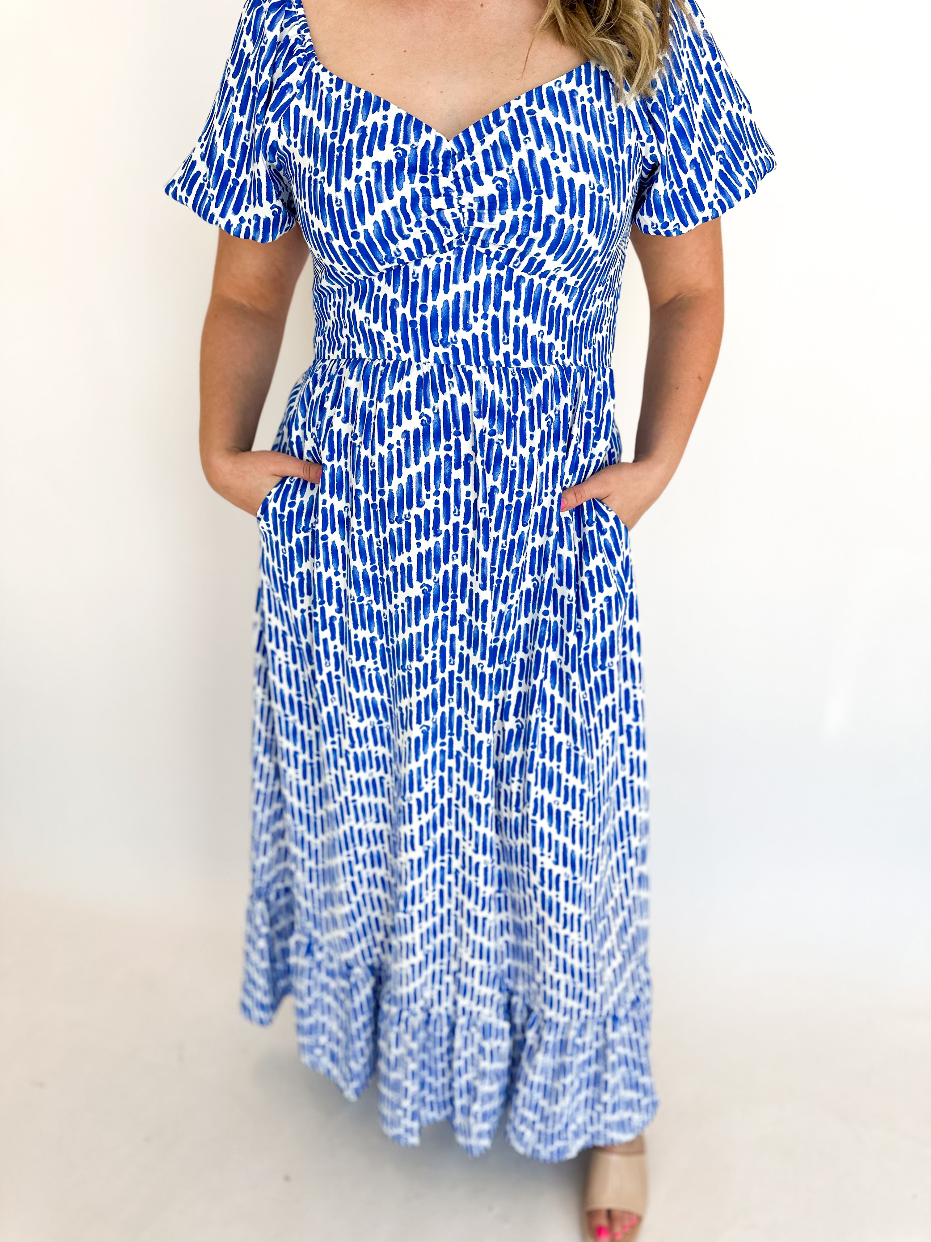 Blue Sweetheart Midi Dress-500 Midi-SKIES ARE BLUE-July & June Women's Fashion Boutique Located in San Antonio, Texas