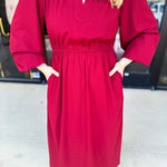 Classic Midi Dress - Deep Red-500 Midi-JODIFL-July & June Women's Fashion Boutique Located in San Antonio, Texas