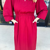 Classic Midi Dress - Deep Red-500 Midi-JODIFL-July & June Women's Fashion Boutique Located in San Antonio, Texas