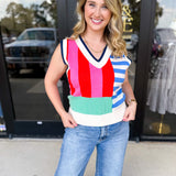 THML - Sleeveless Colorful Sweater Top-230 Sweaters/Cardis-THML-July & June Women's Fashion Boutique Located in San Antonio, Texas