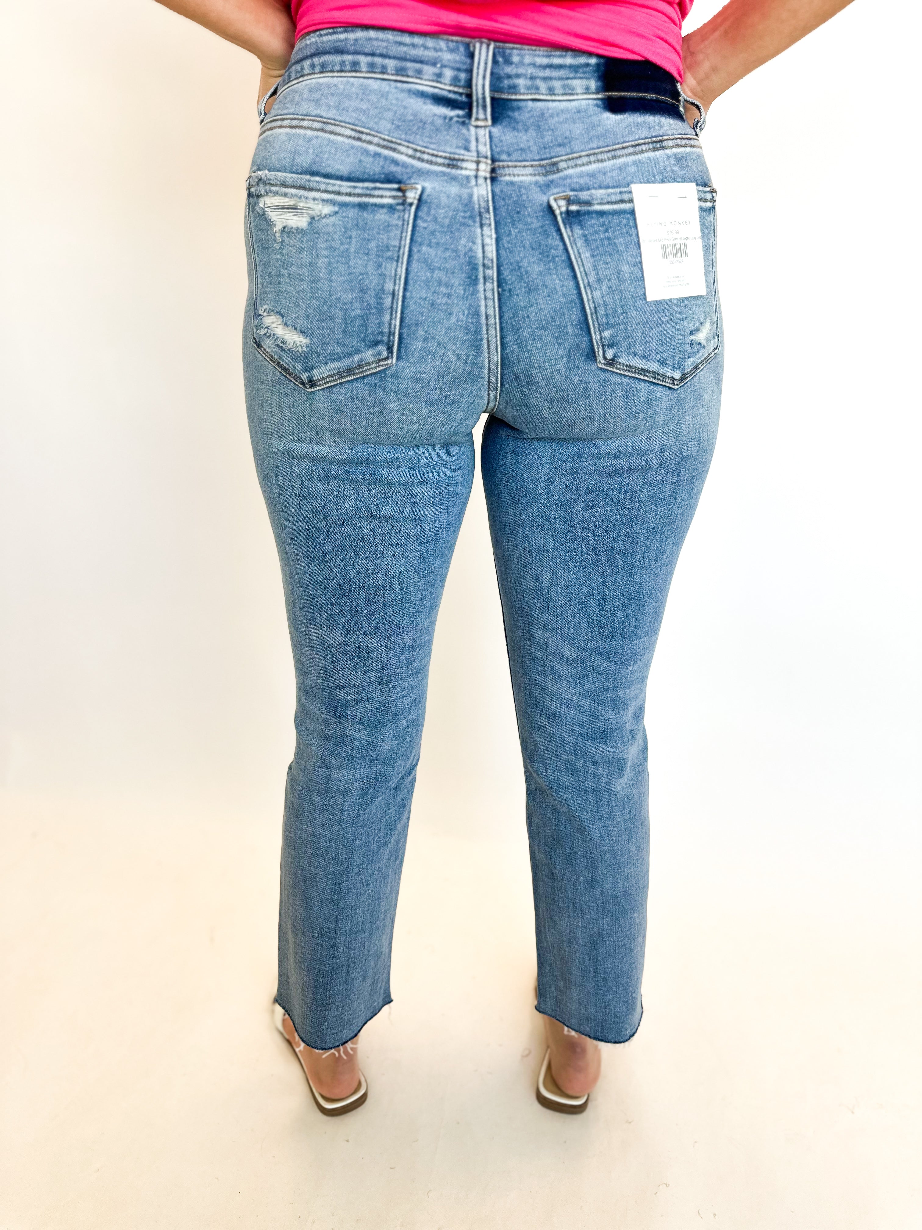 Vervet Mid Rise Slim Straight Leg Jeans-400 Pants-VEVERT BY FLYING MONKEY-July & June Women's Fashion Boutique Located in San Antonio, Texas