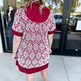 Burgundy Embroidered Mini Dress-510 Mini-ENTRO-July & June Women's Fashion Boutique Located in San Antonio, Texas