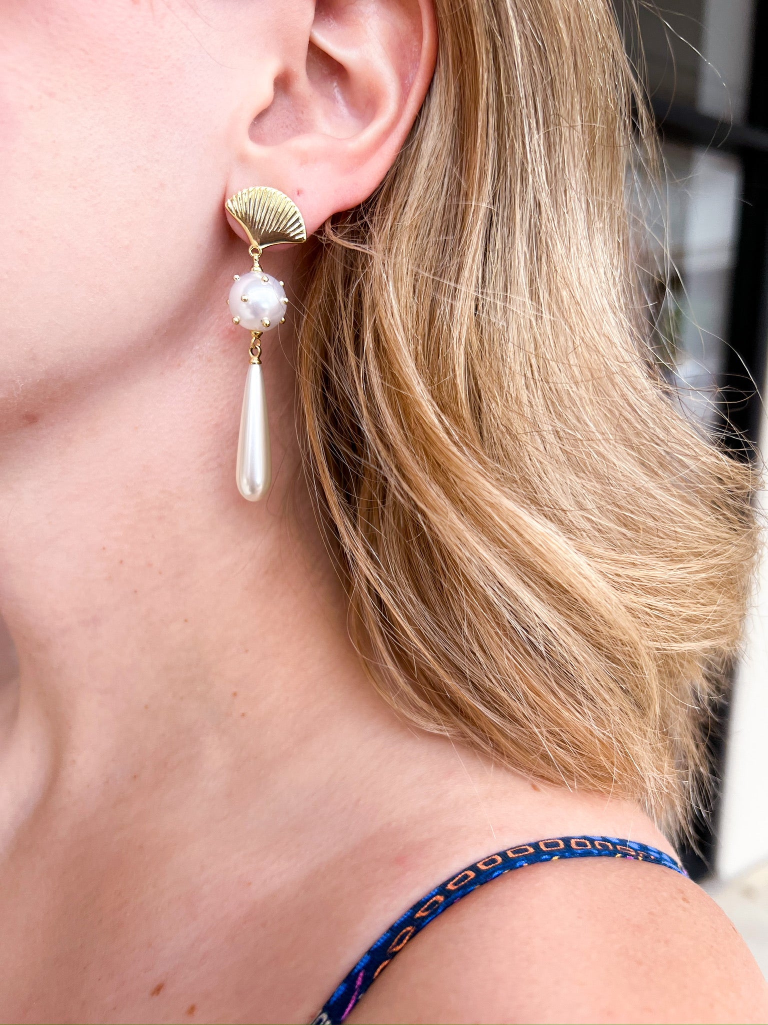 Natalie Wood - Carolina Statement Earrings in Pearl-110 Jewelry & Hair-Natalie Wood-July & June Women's Fashion Boutique Located in San Antonio, Texas