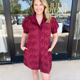 Floral Crochet Mini Dress - Burgundy-510 Mini-ENTRO-July & June Women's Fashion Boutique Located in San Antonio, Texas