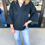 Everyday Comfy Long Sleeve - Black-210 Casual Blouses-JODIFL-July & June Women's Fashion Boutique Located in San Antonio, Texas