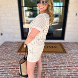 Luxe Crochet Knit Shorts Set-200 Fashion Blouses-SKIES ARE BLUE-July & June Women's Fashion Boutique Located in San Antonio, Texas