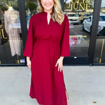 Classic Midi Dress - Deep Red-500 Midi-JODIFL-July & June Women's Fashion Boutique Located in San Antonio, Texas