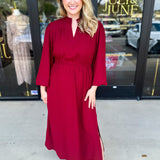 Classic Midi Dress - Deep Red-500 Midi-JODIFL-July & June Women's Fashion Boutique Located in San Antonio, Texas