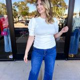 Pink Friday Doorbuster - Chic Short Sleeve Sweater Top - Ivory - ONLINE-PINK FRIDAY DOORBUSTERS-ZENANA-July & June Women's Fashion Boutique Located in San Antonio, Texas