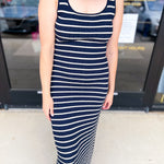 Navy Knit Midi Dress-500 Midi-SKIES ARE BLUE-July & June Women's Fashion Boutique Located in San Antonio, Texas