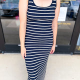 Navy Knit Midi Dress-500 Midi-SKIES ARE BLUE-July & June Women's Fashion Boutique Located in San Antonio, Texas