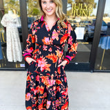 Bold Paisley Floral Print Midi Dress-500 Midi-JODIFL-July & June Women's Fashion Boutique Located in San Antonio, Texas