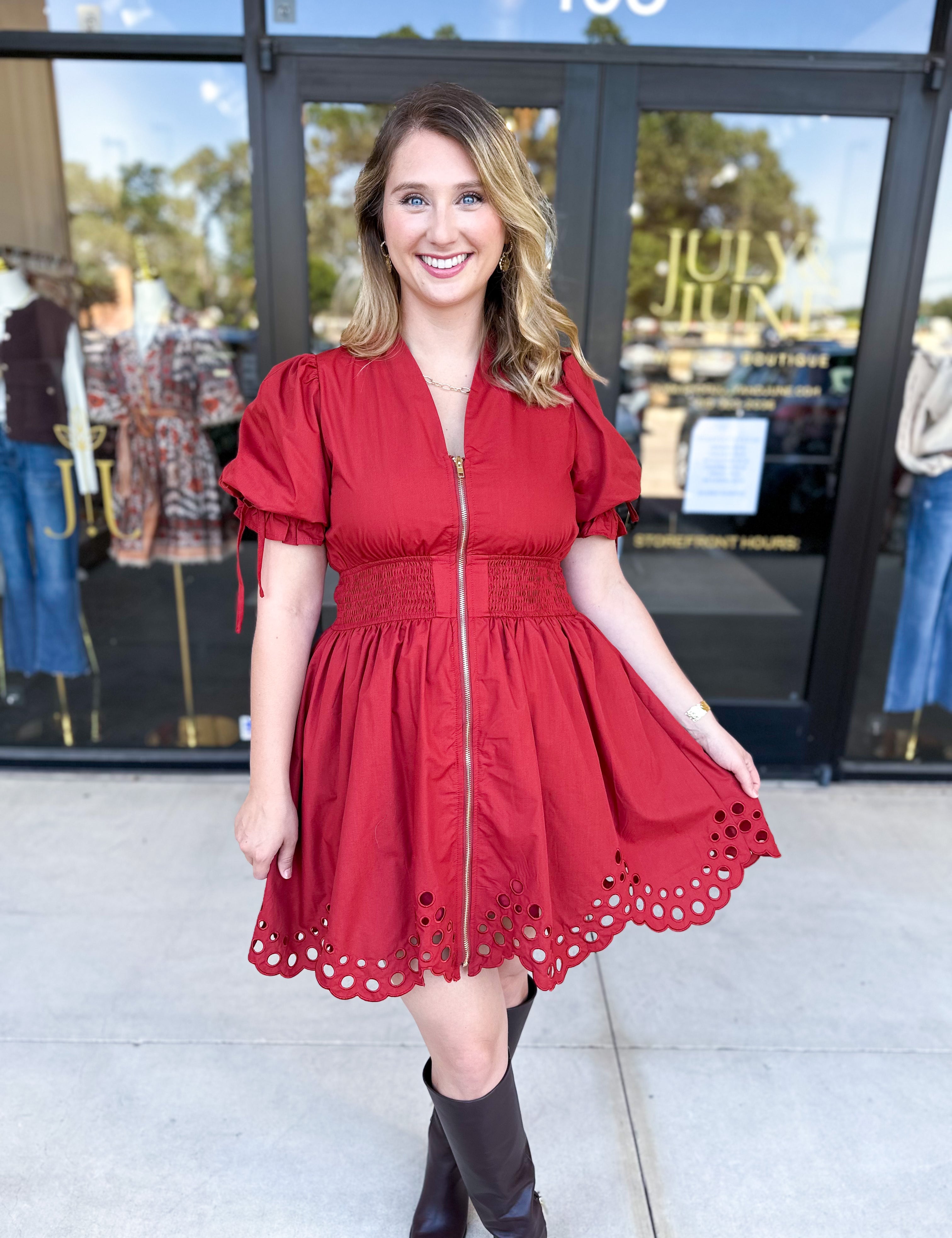 The Adeline Mini Dress - Brick-510 Mini-ENTRO-July & June Women's Fashion Boutique Located in San Antonio, Texas