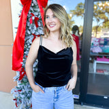 Velvet & Rhinestone Cami-200 Fashion Blouses-SKIES ARE BLUE-July & June Women's Fashion Boutique Located in San Antonio, Texas