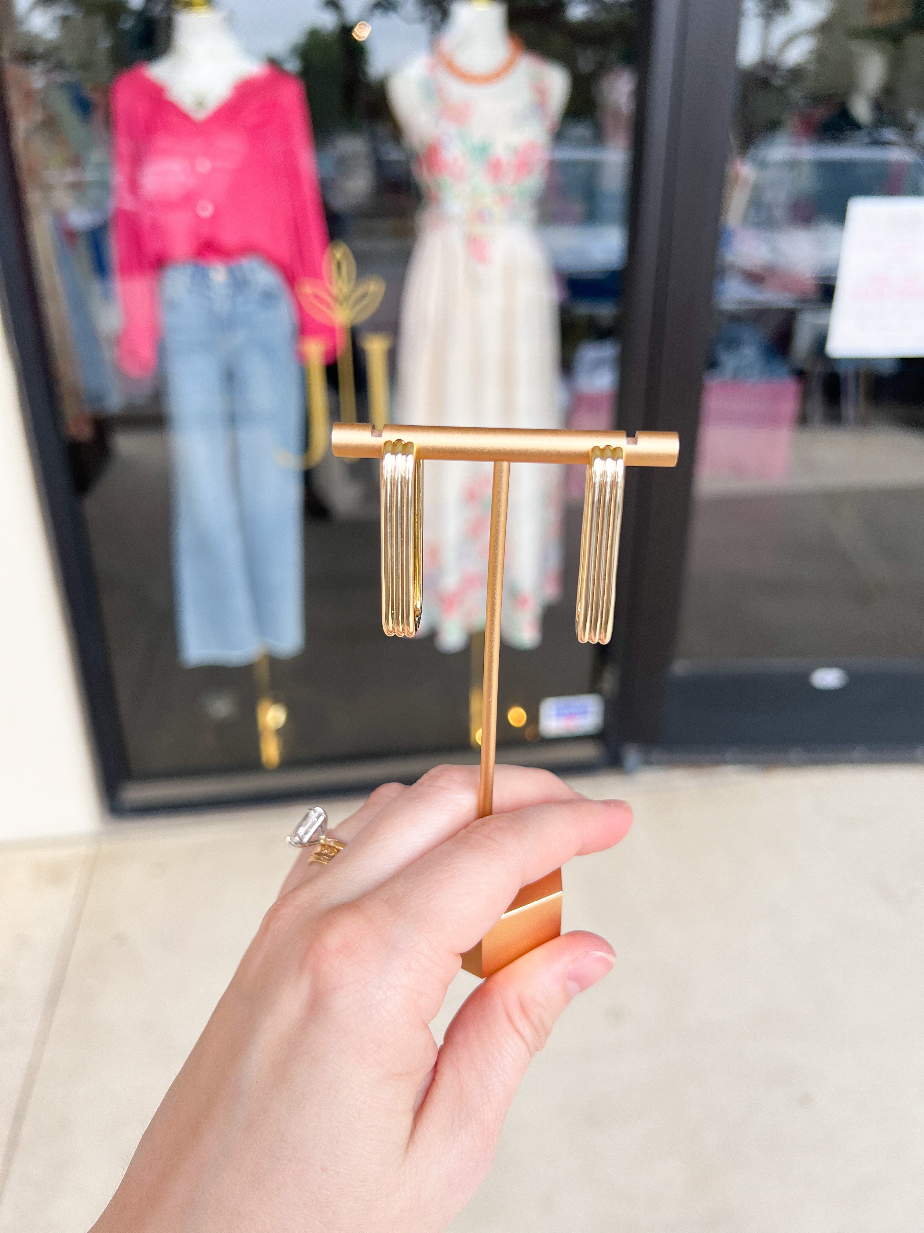 Natalie Wood - Strata Huggie Earrings - Gold-110 Jewelry & Hair-Natalie Wood-July & June Women's Fashion Boutique Located in San Antonio, Texas