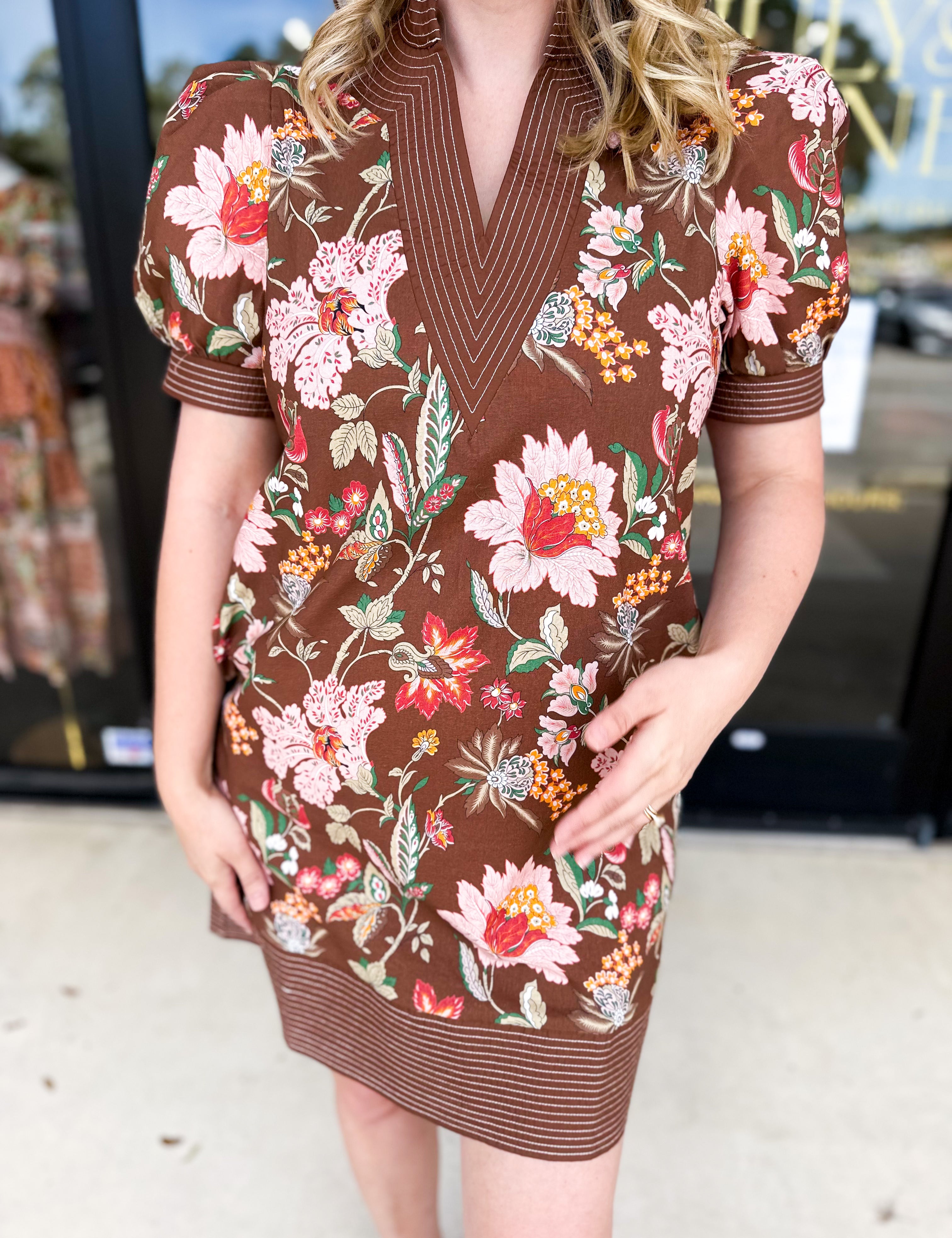 The Julia Mini Dress - Brown-510 Mini-ENTRO-July & June Women's Fashion Boutique Located in San Antonio, Texas