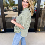Floral Crochet Oversized Blouse - Olive-200 Fashion Blouses-ENTRO-July & June Women's Fashion Boutique Located in San Antonio, Texas