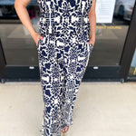 Navy Jumpsuit-500 Midi-SKIES ARE BLUE-July & June Women's Fashion Boutique Located in San Antonio, Texas