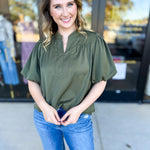 Back To Work Blouse - Olive-200 Fashion Blouses-JODIFL-July & June Women's Fashion Boutique Located in San Antonio, Texas