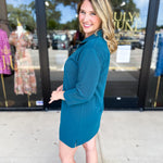 Mary Square - Raven Zip Mini Dress - Teal-510 Mini-MARY SQUARE-July & June Women's Fashion Boutique Located in San Antonio, Texas